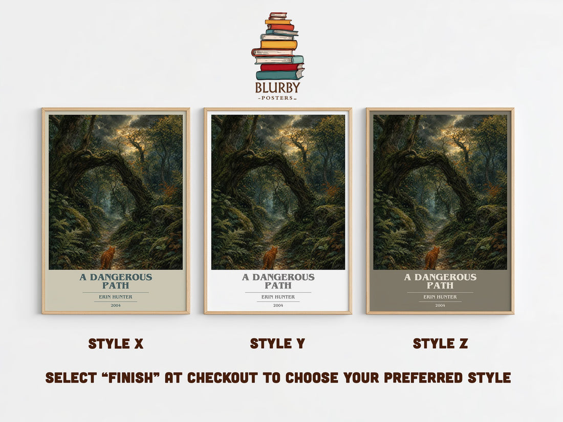 A Dangerous Path book cover print in frame leaning in hallway – young adult wall art (mockup)