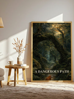 A Dangerous Path watercolour print in frame leaning in hallway – young adult wall art