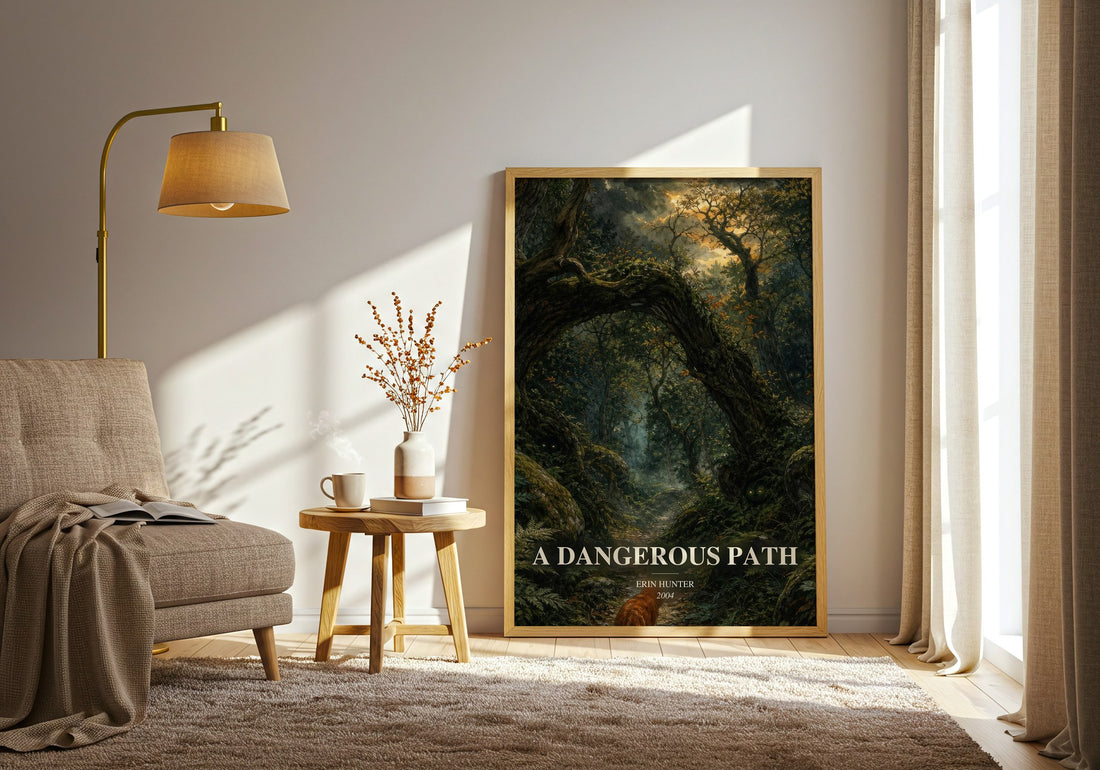 A Dangerous Path watercolour print in frame leaning in hallway – young adult wall art