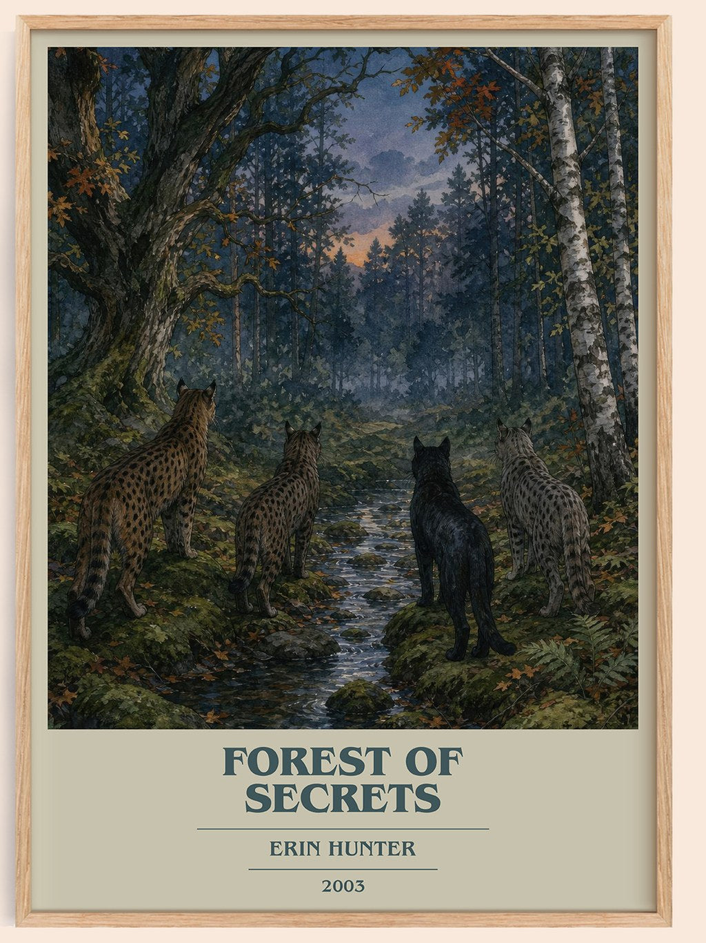 Forest of Secrets book cover book poster by Erin Hunter – framed literary art print