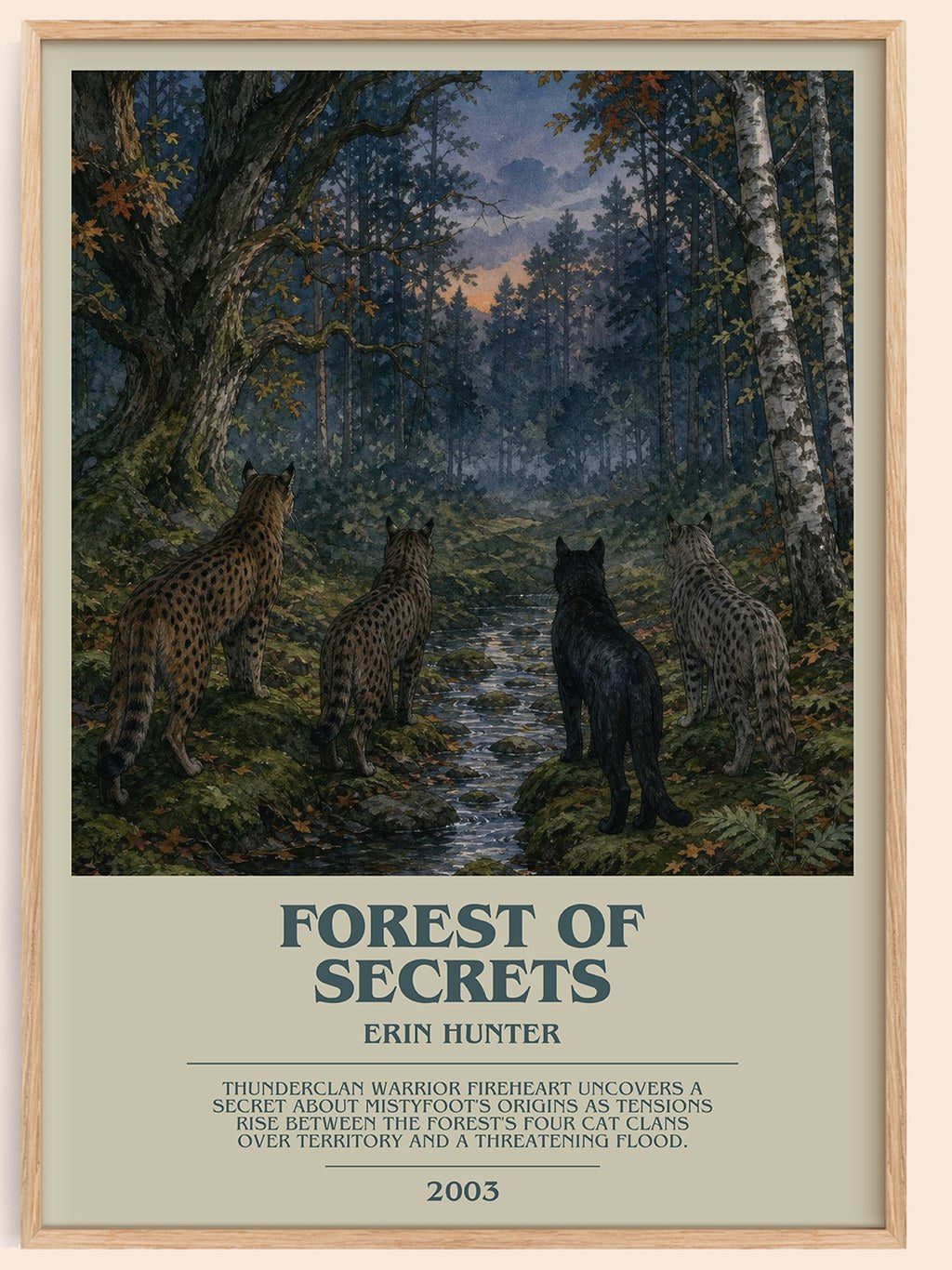 Forest of Secrets bookish book poster by Erin Hunter – framed literary art print