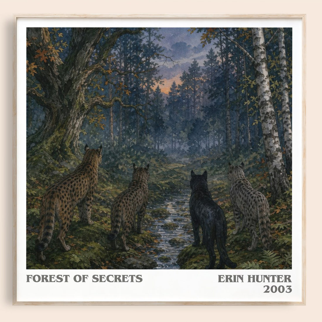 Forest of Secrets literary book poster by Erin Hunter – framed literary art print