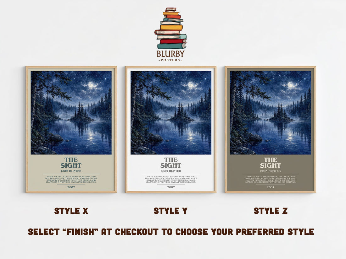 The Sight bookish print in frame leaning in hallway – fantasy wall art (mockup)