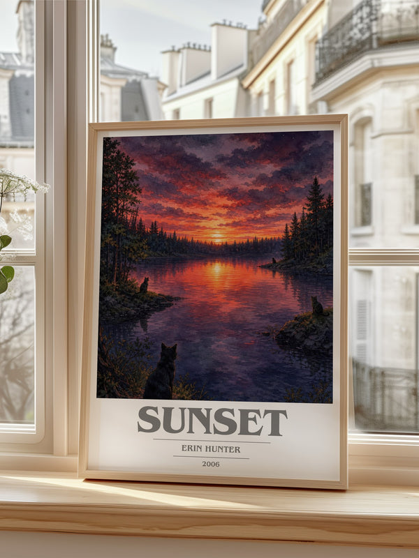 Sunset book cover poster colour and style options – Erin Hunter book art