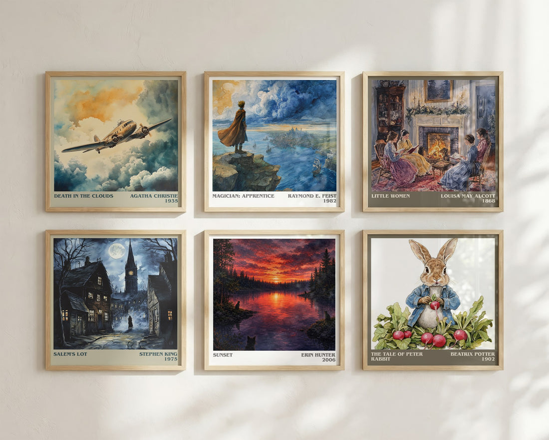 Sunset literary art print colour and style options – Erin Hunter book art (mockup)