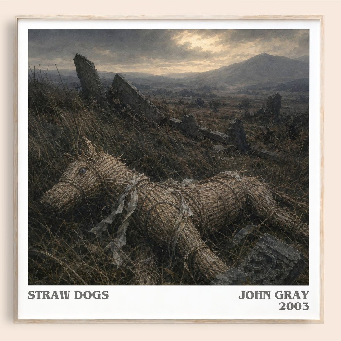 Straw Dogs literary book poster by John Gray – framed literary art print
