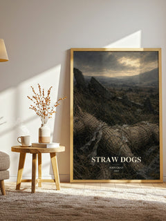 Straw Dogs watercolour print in frame leaning in hallway – philosophy wall art
