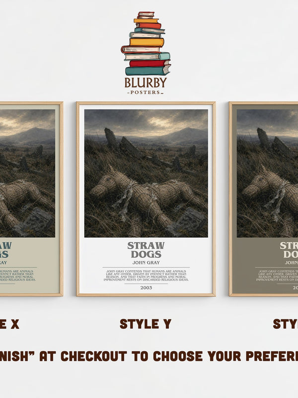 Straw Dogs bookish print in frame leaning in hallway – philosophy wall art