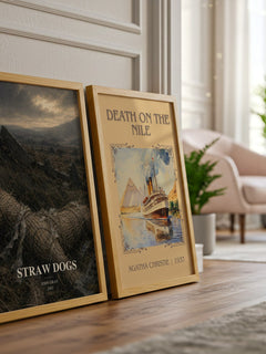 Straw Dogs watercolour print framed by window – literary home decor