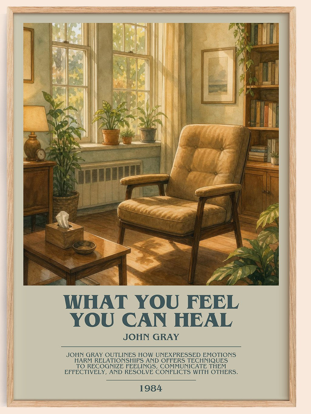 What You Feel You Can Heal bookish book poster by John Gray – framed literary art print