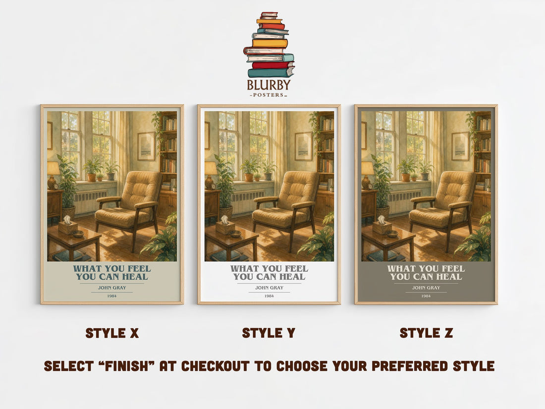 What You Feel You Can Heal book cover print in frame leaning in hallway – non fiction wall art (mockup)