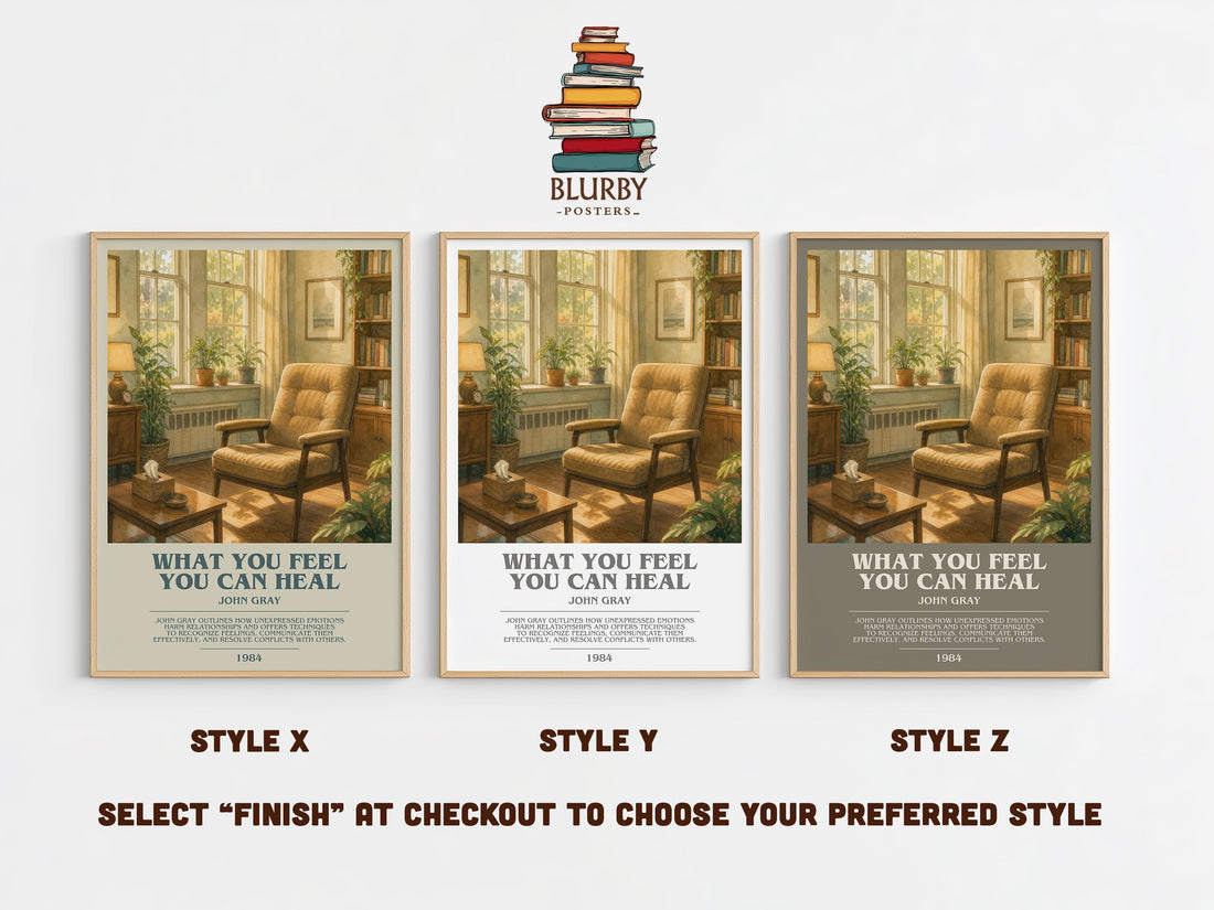 What You Feel You Can Heal bookish print in frame leaning in hallway – non fiction wall art (mockup)