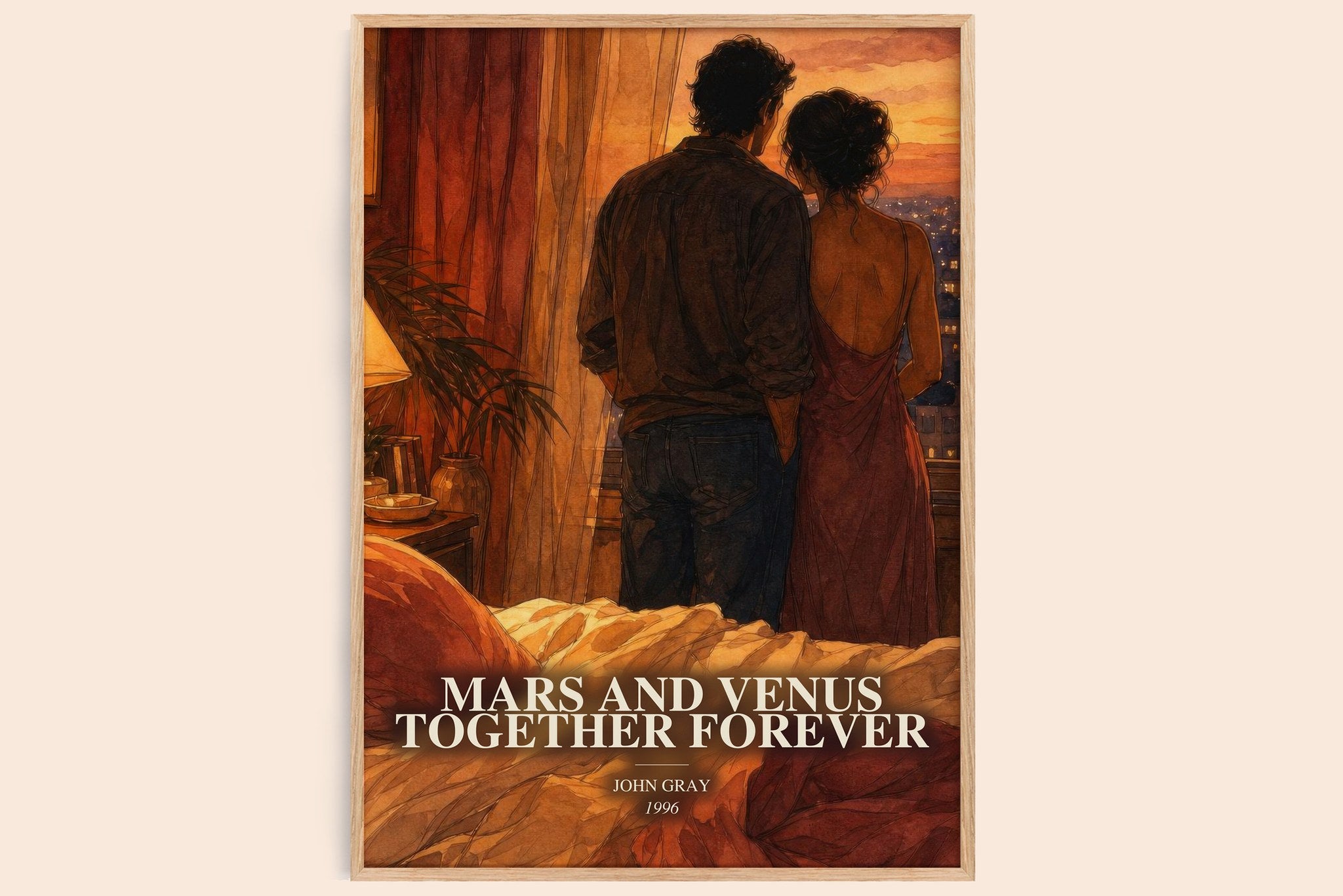 Mars and Venus Together Forever Book Watercolour Illustration by John Gray