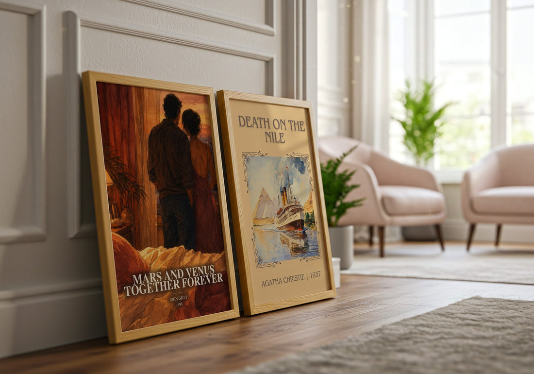 Mars and Venus Together Forever watercolour print framed by window – literary home decor