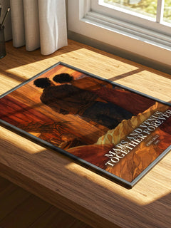 Mars and Venus Together Forever watercolour book poster framed on wall – non fiction wall art