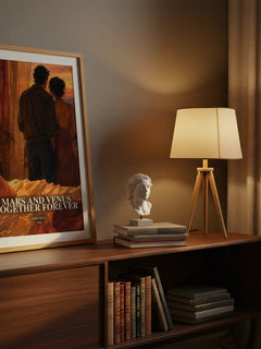Mars and Venus Together Forever watercolour print on bookshelf – John Gray fan gift