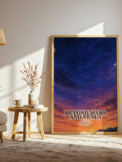 Beyond Mars and Venus watercolour print in frame leaning in hallway – non fiction wall art