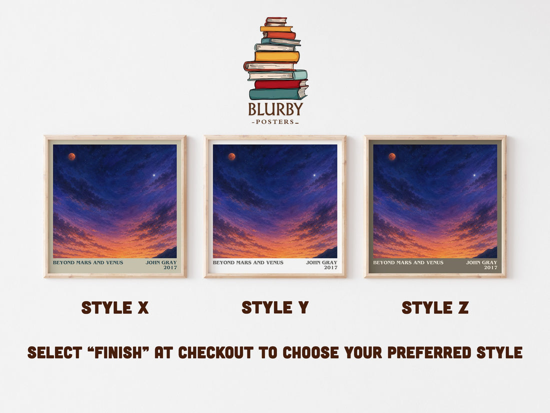 Beyond Mars and Venus literary print in frame leaning in hallway – non fiction wall art (mockup)
