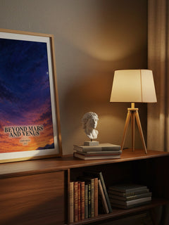 Beyond Mars and Venus watercolour print on bookshelf – John Gray fan gift