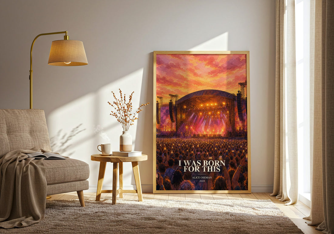 I Was Born for This watercolour print in frame leaning in hallway – young adult wall art
