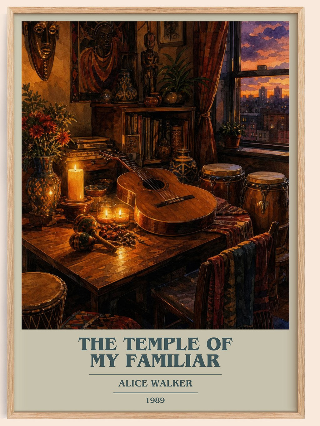 The Temple of My Familiar book cover book poster by Alice Walker – framed literary art print
