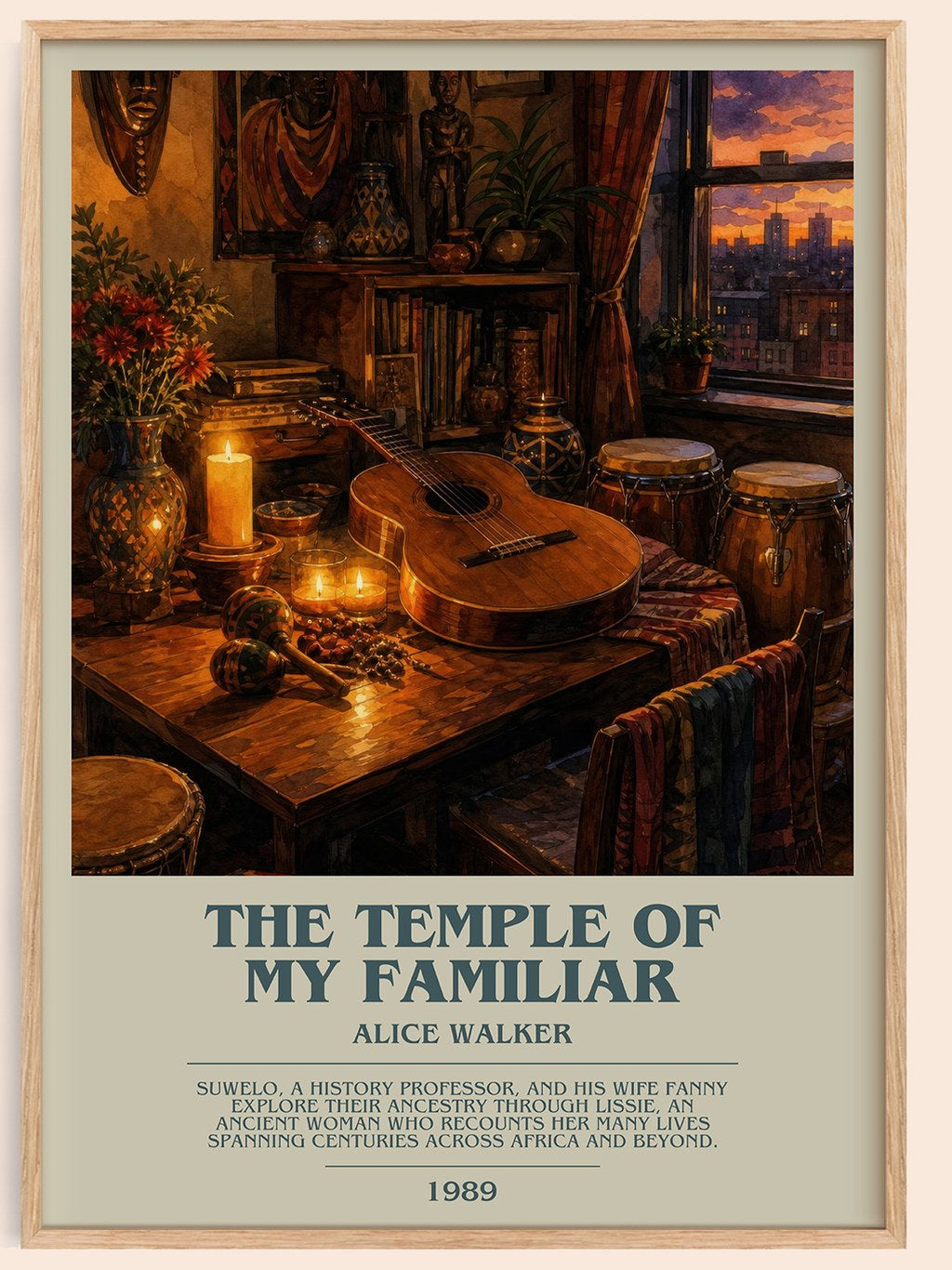 The Temple of My Familiar bookish book poster by Alice Walker – framed literary art print