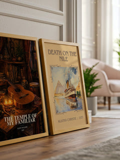 The Temple of My Familiar watercolour print framed by window – literary home decor
