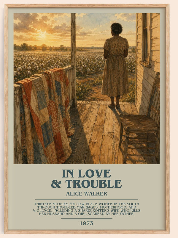In love & trouble bookish book poster by Alice Walker – framed literary art print