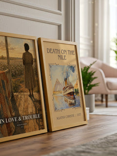 In love & trouble watercolour print framed by window – literary home decor