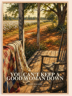You Can't Keep a Good Woman Down watercolour book poster by Alice Walker – framed literary art print