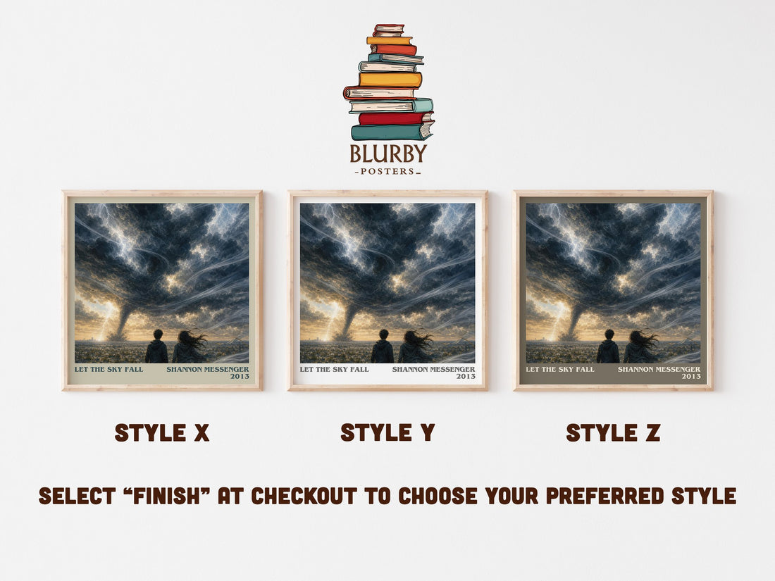 Let the Sky Fall literary print in frame leaning in hallway – young adult wall art (mockup)