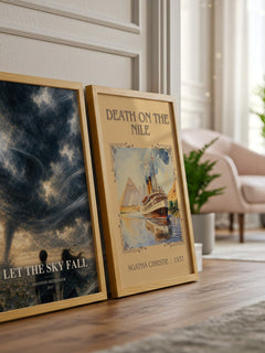 Let the Sky Fall watercolour print framed by window – literary home decor