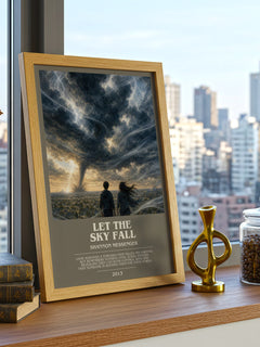 Let the Sky Fall bookish print framed by window – literary home decor