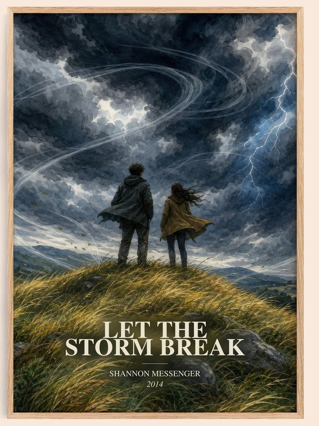 Let the Storm Break watercolour book poster by Shannon Messenger – framed literary art print