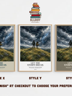 Let the Storm Break book cover print in frame leaning in hallway – young adult wall art