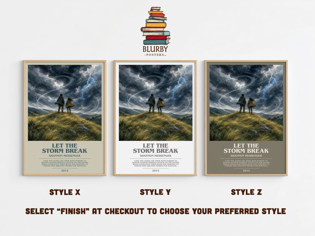 Let the Storm Break bookish print in frame leaning in hallway – young adult wall art (mockup)