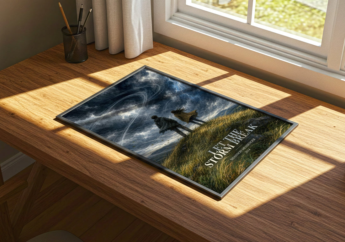 Let the Storm Break watercolour book poster framed on wall – young adult wall art