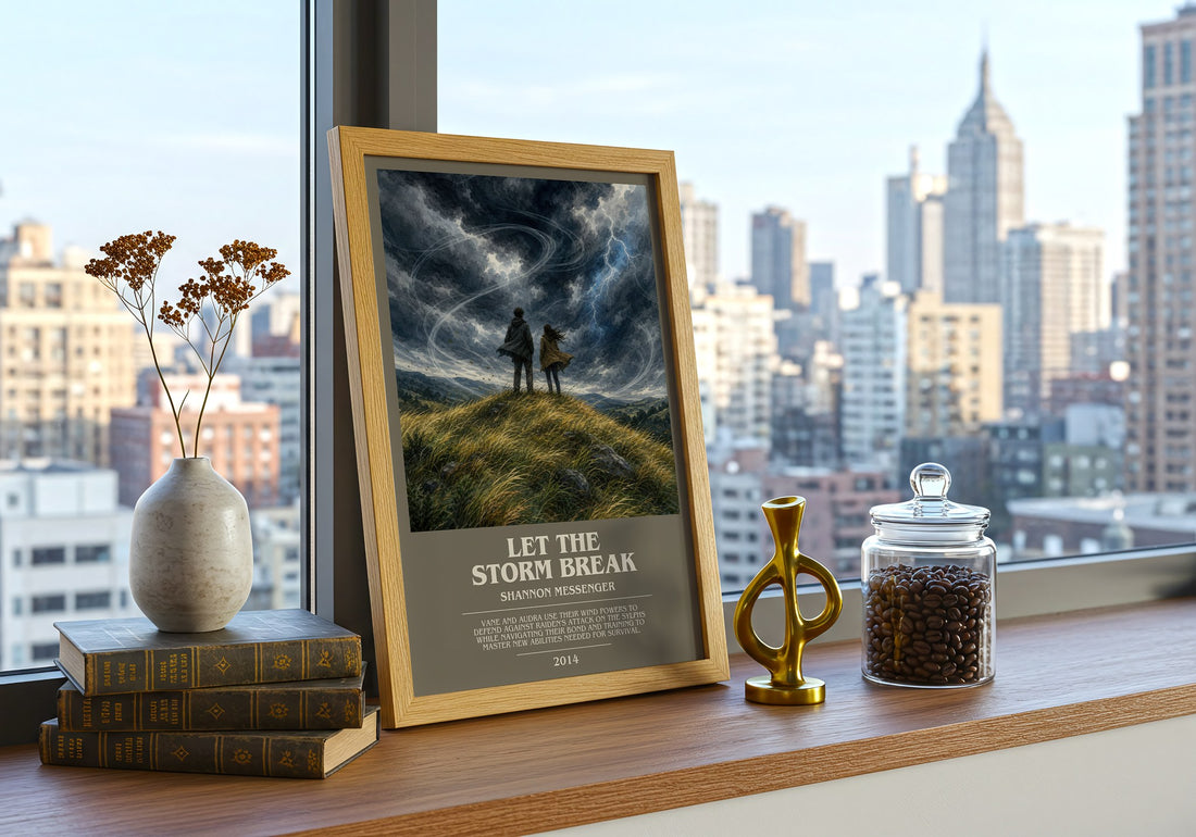Let the Storm Break bookish print framed by window – literary home decor