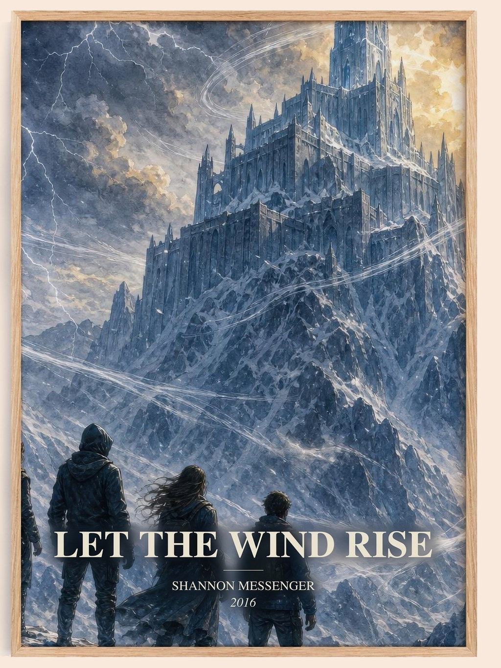 Let the Wind Rise watercolour book poster by Shannon Messenger – framed literary art print