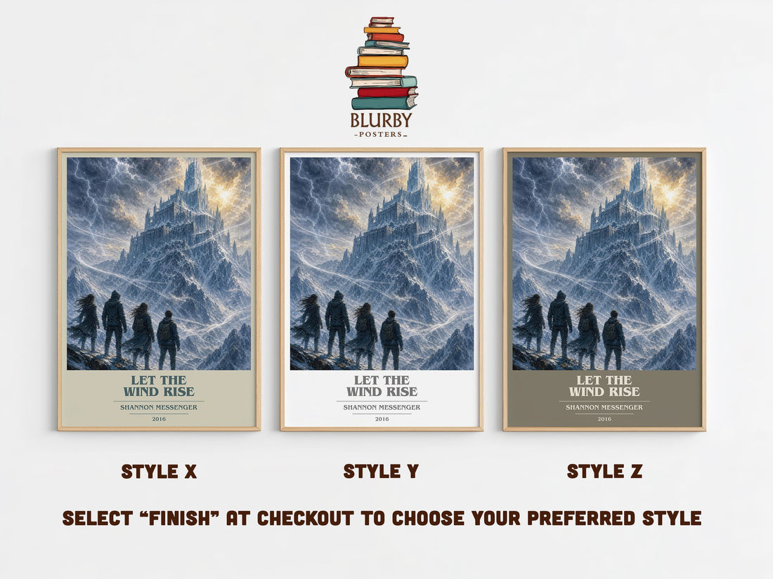 Let the Wind Rise book cover print in frame leaning in hallway – young adult wall art (mockup)