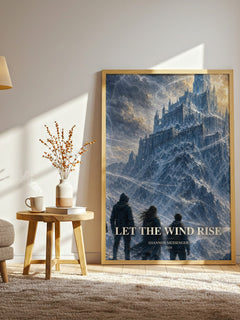 Let the Wind Rise watercolour print in frame leaning in hallway – young adult wall art