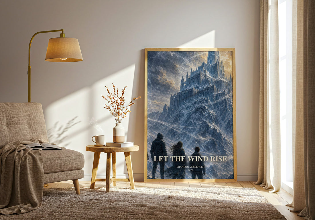 Let the Wind Rise watercolour print in frame leaning in hallway – young adult wall art
