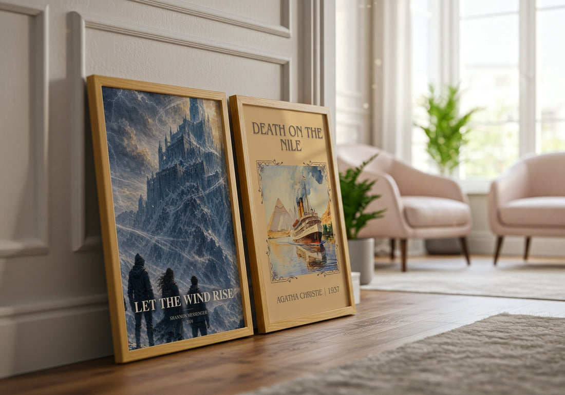 Let the Wind Rise watercolour print framed by window – literary home decor