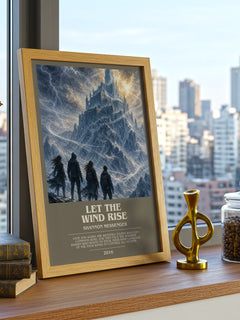 Let the Wind Rise bookish print framed by window – literary home decor