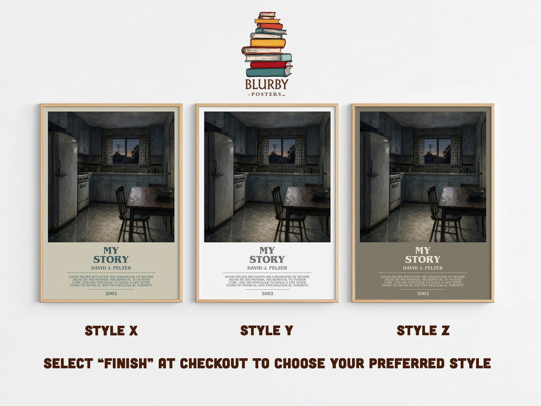 My story bookish print in frame leaning in hallway – memoir wall art (mockup)
