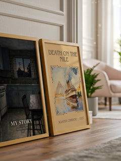 My story watercolour print framed by window – literary home decor