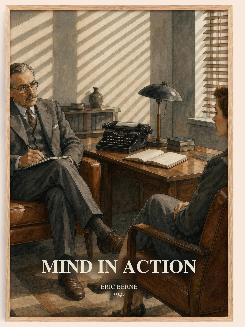 Mind in action watercolour book poster by Eric Berne – framed literary art print