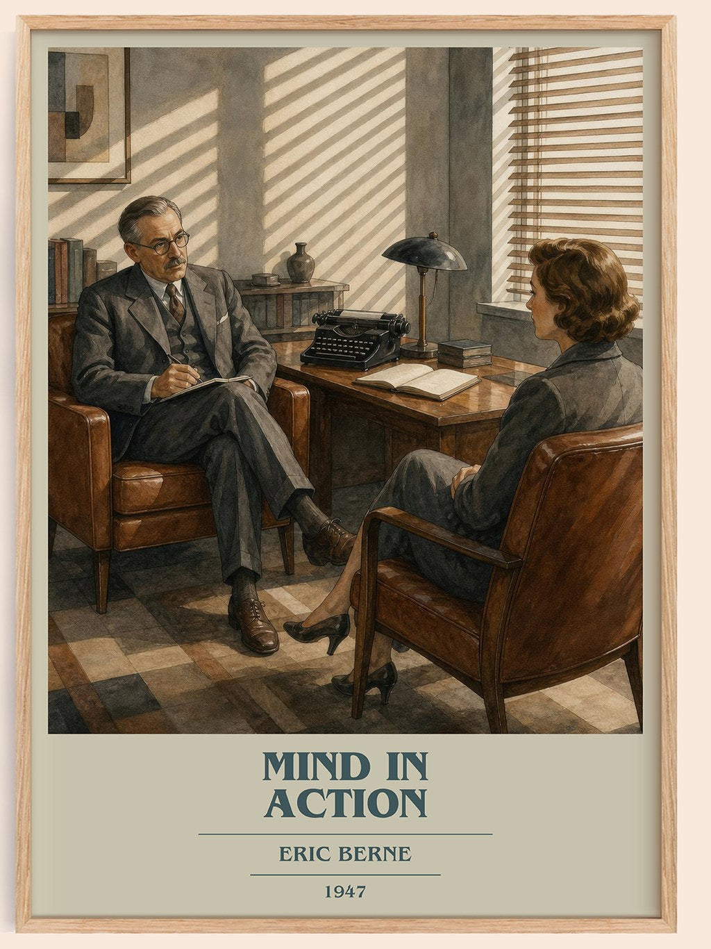 Mind in action book cover book poster by Eric Berne – framed literary art print