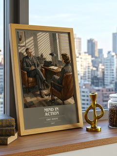 Mind in action book cover print framed by window – literary home decor
