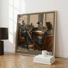 Mind in action literary print framed by window – literary home decor